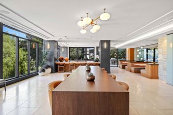 Entertaining kitchen and resident social lounge with plenty of cozy seating for gathering and entertaining friends